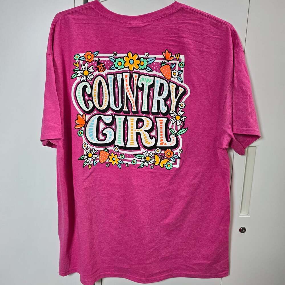 Country Girl Pink Graphic T-Shirt W/Defect